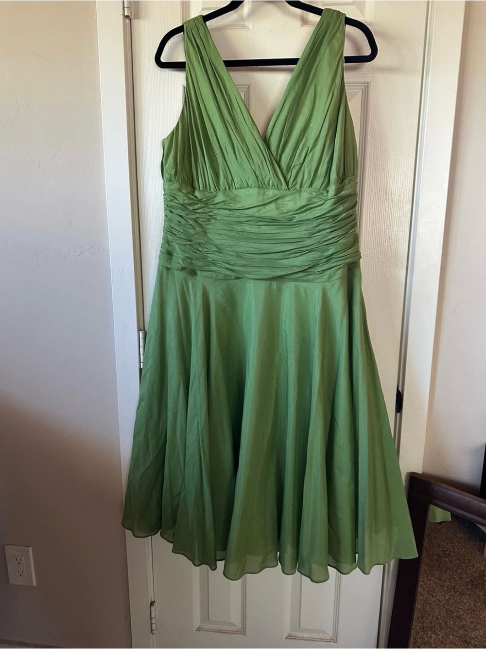 Monsoon Light Green V-Neck Midi Dress